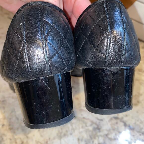 Paul Mayer $235 TITOU Cap Toe Block Heel Quilted Black Comfort Spectator 8.5 - Picture 7 of 13